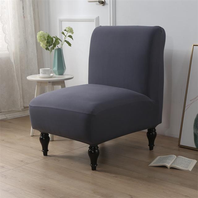 Solid Color Spandex Accent Armless Chair Cover Single Sofa Slipcovers Nordic Stretch Chairs Covers Elastic Couch Protector Cover