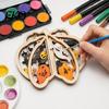Wooden Shapes for Painting Halloween Pumpkin Craft Kit, 17cm DIY Unfinished Wood Slice Projects Kids, Hollow Cutouts Painting, Fall Themed Art