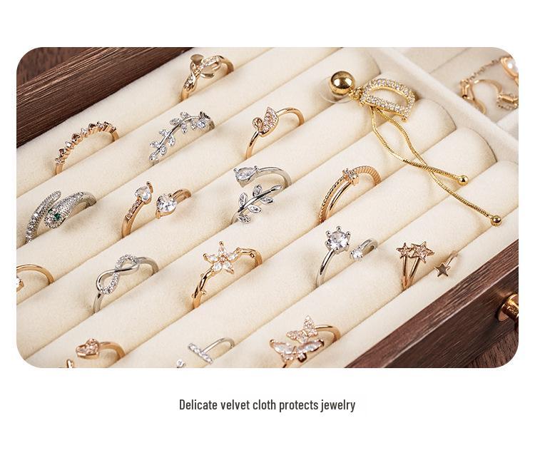 Пятислойная шкатулка из грецкого ореха для серег, ожерелий и браслетов - Большая вместимость