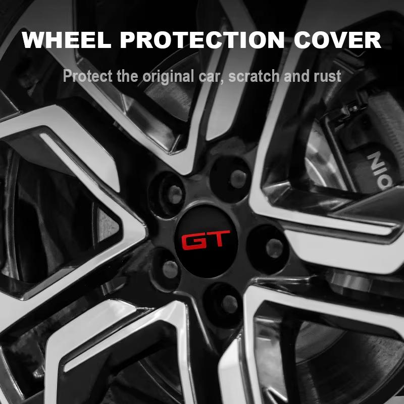 AADR1 4PCS 56+60MM GT Emblem Car Badge Wheel Center Hub Caps Sticker Rim Cover For Kia GT Ceed Rio Sportage Picanto K5 Optima Forte