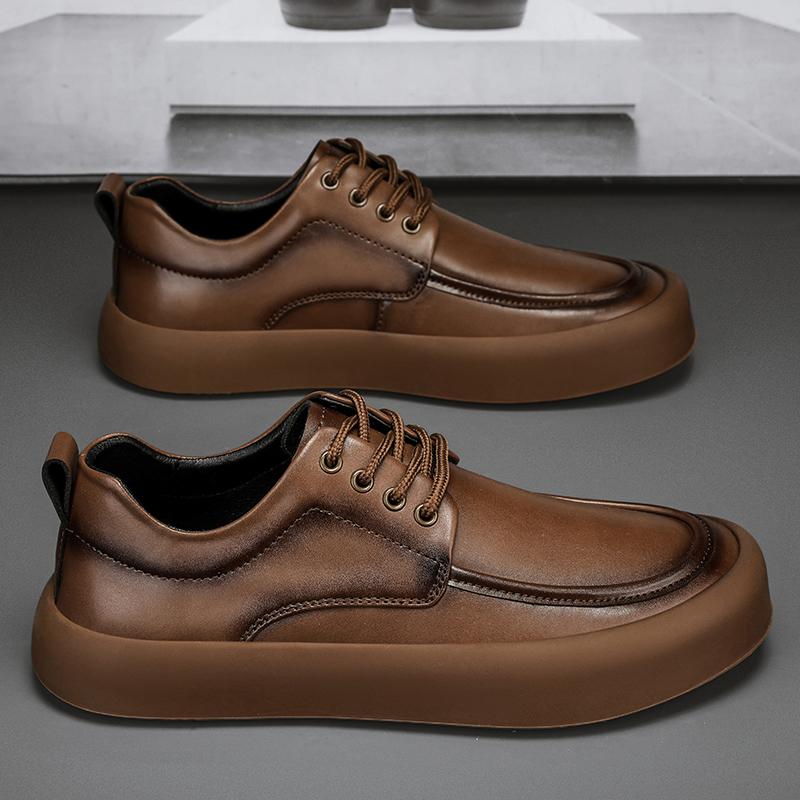 Мужская обувь из натуральной кожи в деловом повседневном стиле, молодежная модная повседневная обувь на платформе, мужская универсальная уличная дышащая обувь, мягкая обувь для свадьбы