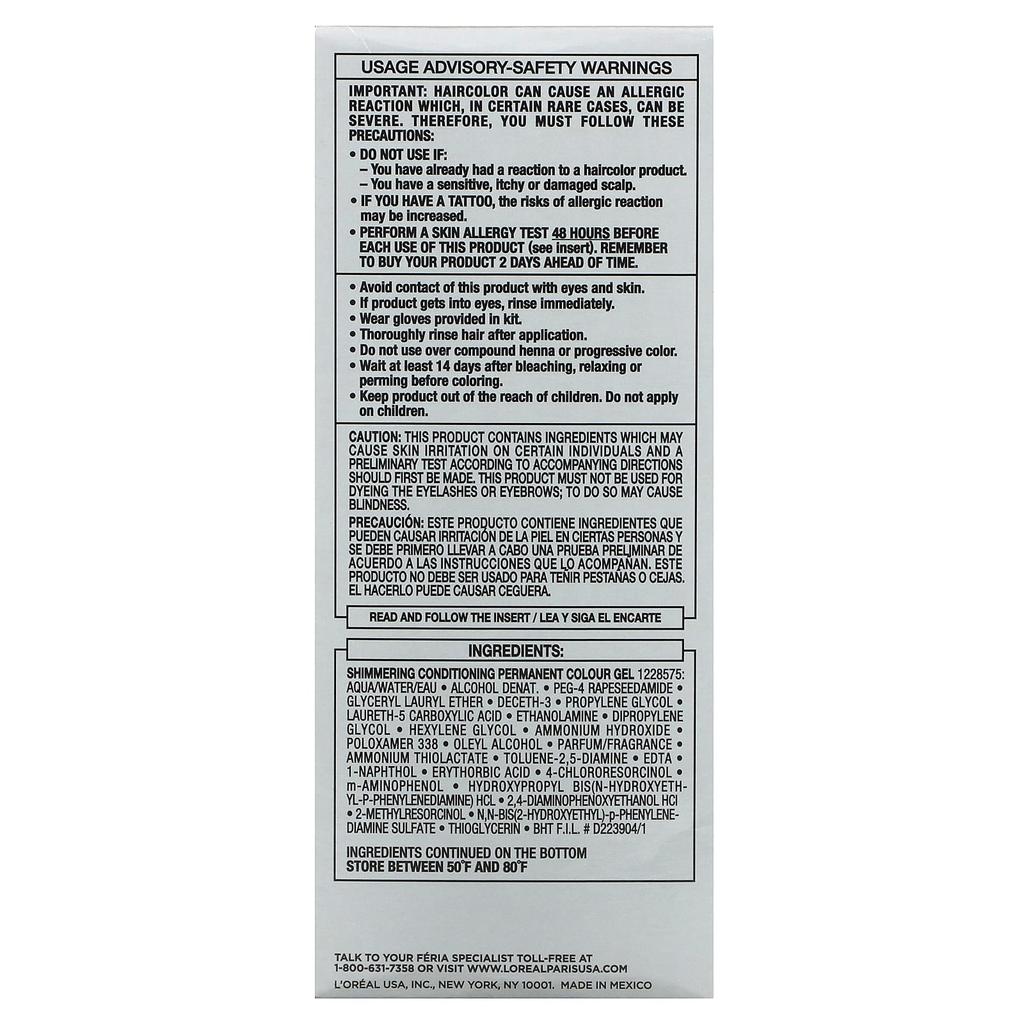 L'Oréal, Feria, многогранный мерцающий цвет, S1 дымчато-серебристый, 1 раз