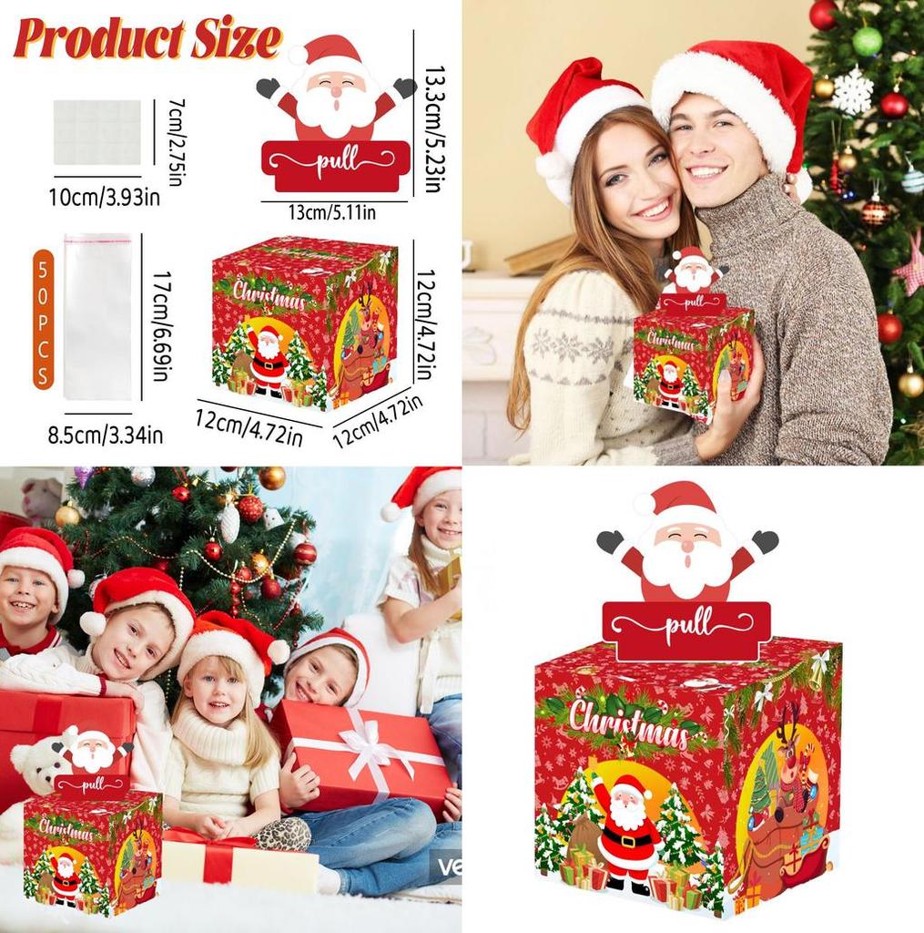 Christmas Santa Red Paper Money Box Festive Celebration Decor And Giving Gift