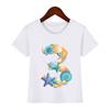 Футболка с принтом в виде мультфильма «Море» для детей от 2 до 14 лет на день рождения, детские футболки с номером 1-9 на день рождения, забавный подарок для мальчиков и девочек, футболка в подарок