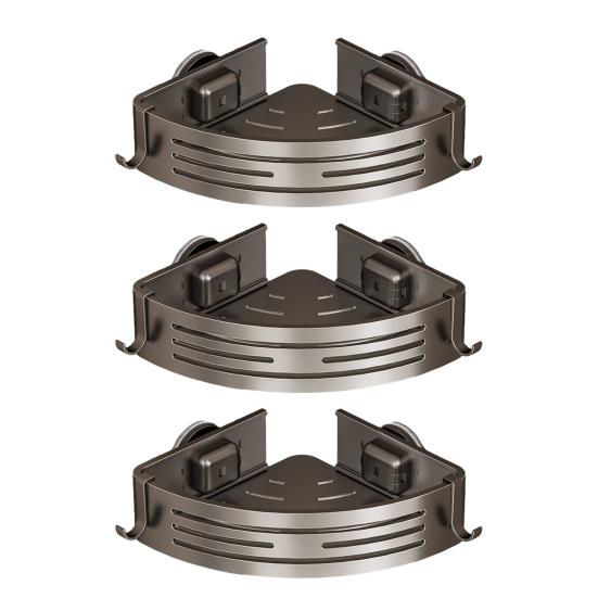 Suction Cup Corner Shelf Triangle Corner Shower Caddy No Drilling Adjustable Bathroom Organizer with Towel Bar Storage Rack for Shower Kitchen