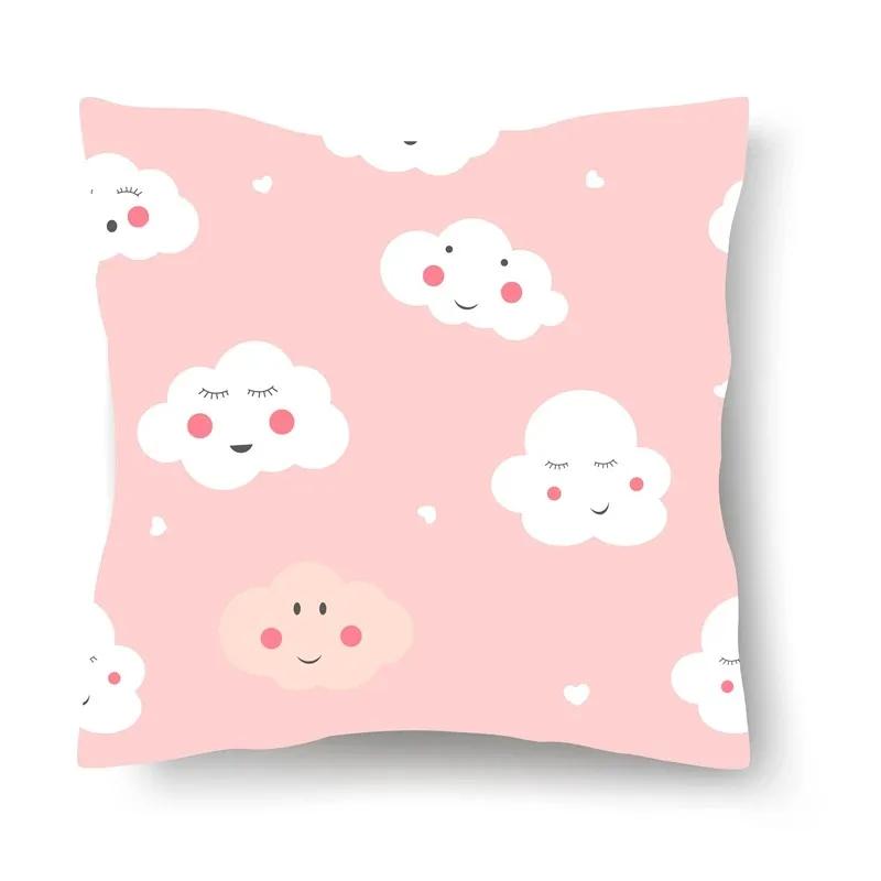 Дом Гостиная Диван Розовый Облако Голубой Рыба Принт Узор Наволочка Декоративная Подушка для Спальни