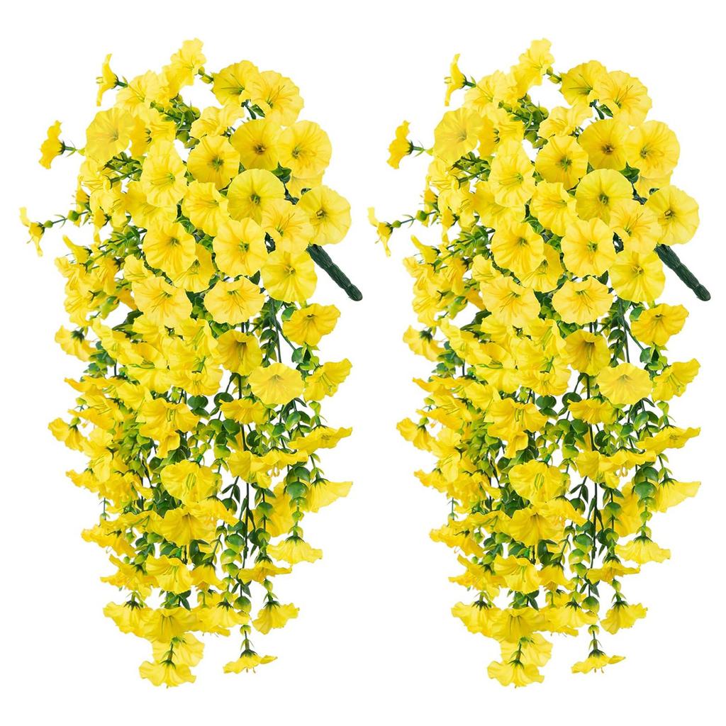 2pcs Artificial Morning Glory and Eucalyptus Hanging Decoration UV Resistant Perfectly for Home Garden Weddings