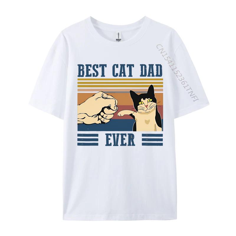 Best Cat Dad Ever Cats Tshirt Vintage Mens Tshirt Tops Graphic Printed Tees Loose Daily Men Clothing Casual Streetwear