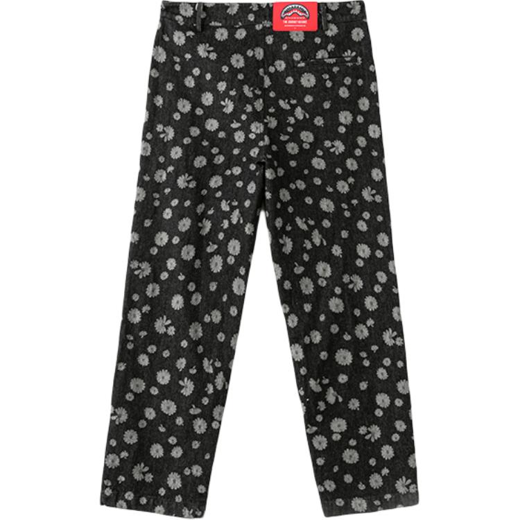 Sprayground Джинсы Shark Street с цветочным принтом, повседневные, прямого кроя, мужские, черные W0822236