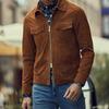 Genuine Lambskin Brown Jacket Handmade Motorcycle Men Leather Suede Designer