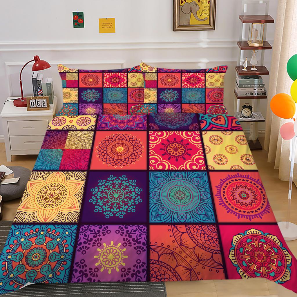 3D Geometric Bedding Set with Line Down Duvet and Pillowcase 2/3 Pieces AU180 * 210 Full Size Soft Home Decoration