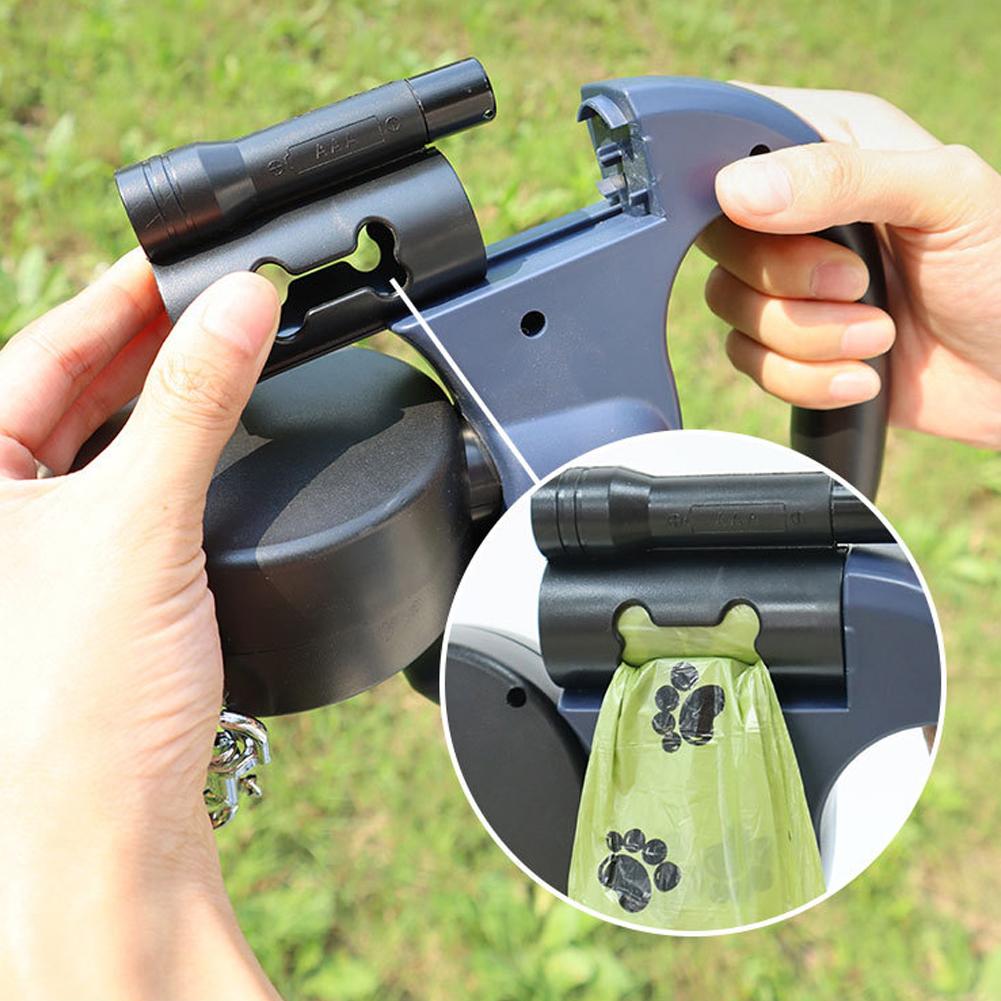 Двойной поводок-рулетка для домашних животных со светодиодной подсветкой, светоотражающий двойной поводок для домашних животных, поводок для собак, кошек, уличный ремень для тяги, принадлежности для ходьбы и бега