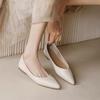 Pointed Flat Shoes Beige Single Shoes Soft Sole Comfortable Ladyshoes Light Mouth Versatile Autumn Shoes Soft Leather Nude Women's Shoes