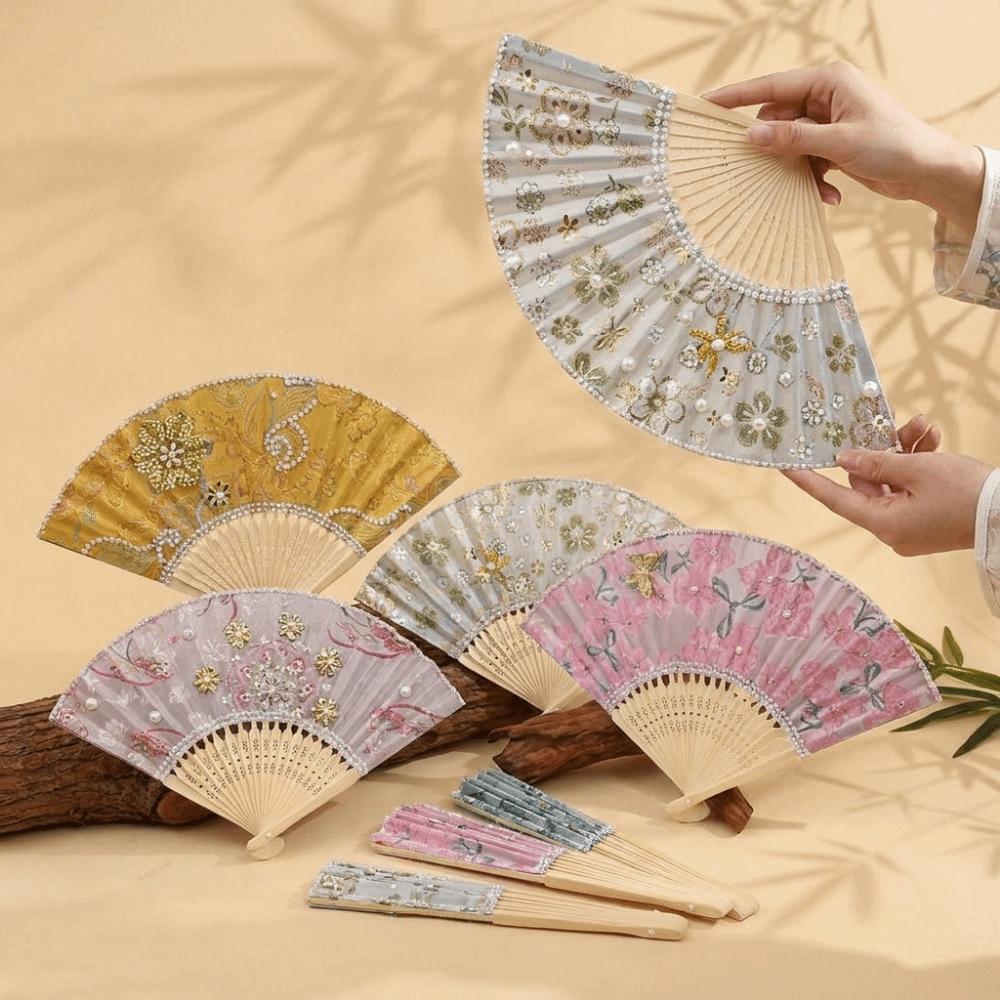 Butterfly Floral Print Hand Fan Portable Chinese Style Fan Elegant Handmade Fan Art Craft Project