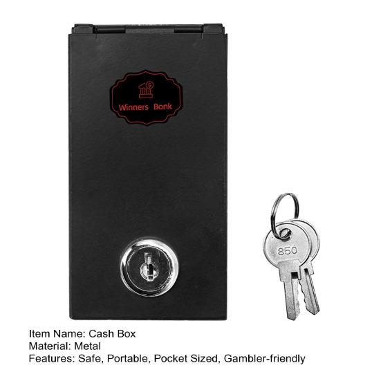 Коробка для денег для азартных игроков Банк для победителей Портативный металлический сейф с ключевым замком Карманная копилка для денег казино для безопасности Деньги на дорогу домой