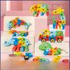 Деревянные обучающие строительные блоки в форме животных для детей 2-3 лет