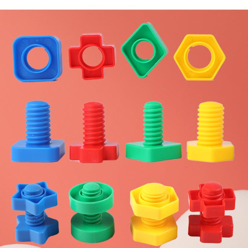 8 пар/16 пар винтовых строительных блоков, пластиковые вставные блоки, игрушки для детей, модели развивающих игрушек