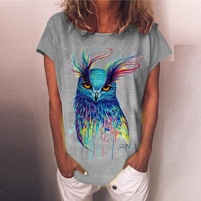 Женская летняя футболка тренд принт сова ретро мода футболки с коротким рукавом повседневные принтованные топы