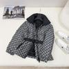 25 Winter Fall Ski Collection Stand Collar Cotton Jacket Plaid Belted Slim Fit Coat