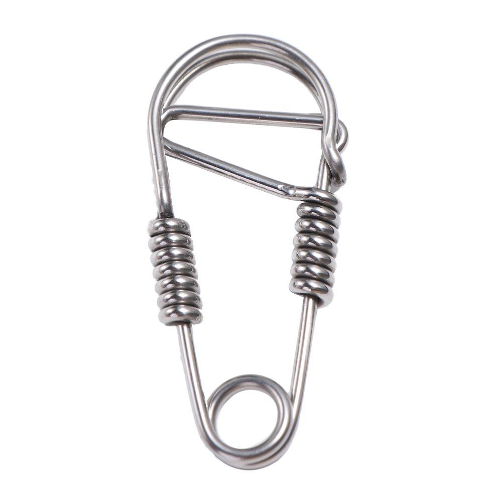 Stainless Steel Clasp Dual Lock Keychain Snap Clip Carabiner Key Ring Belt Clip