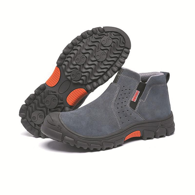 Мужские повседневные рабочие ботинки большого размера с металлическим подноском, из коровьей замши, защитная обувь, безопасные ботильоны челси для защиты лодыжки, боты