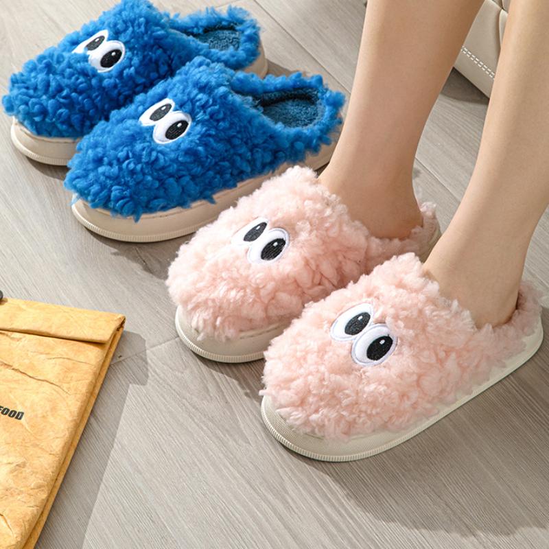 Зимние новые хлопковые тапочки с рисунком из мультфильмов, милые плюшевые тапочки с толстой подошвой, теплые домашние тапочки для мужчин и пар, удобные тапочки Baotou
