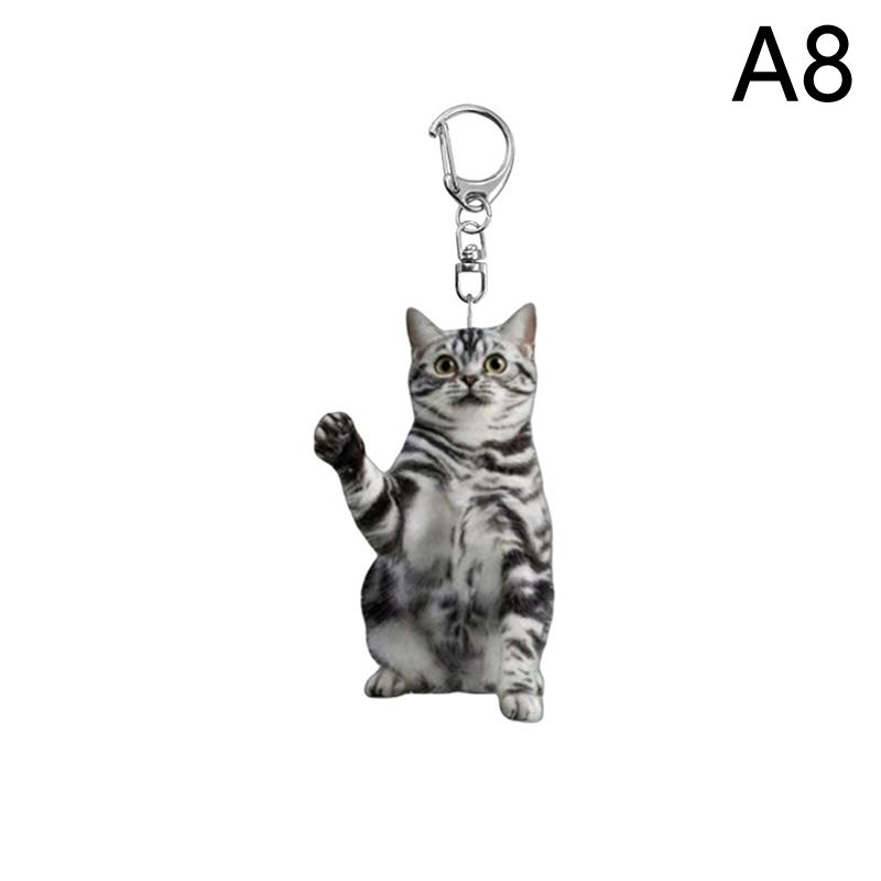 1 шт., черно-белый брелок в виде кошки, 2D акриловый кулон в виде кошки, двухсторонний дизайн, брелок в виде животного для рюкзаков и подарков