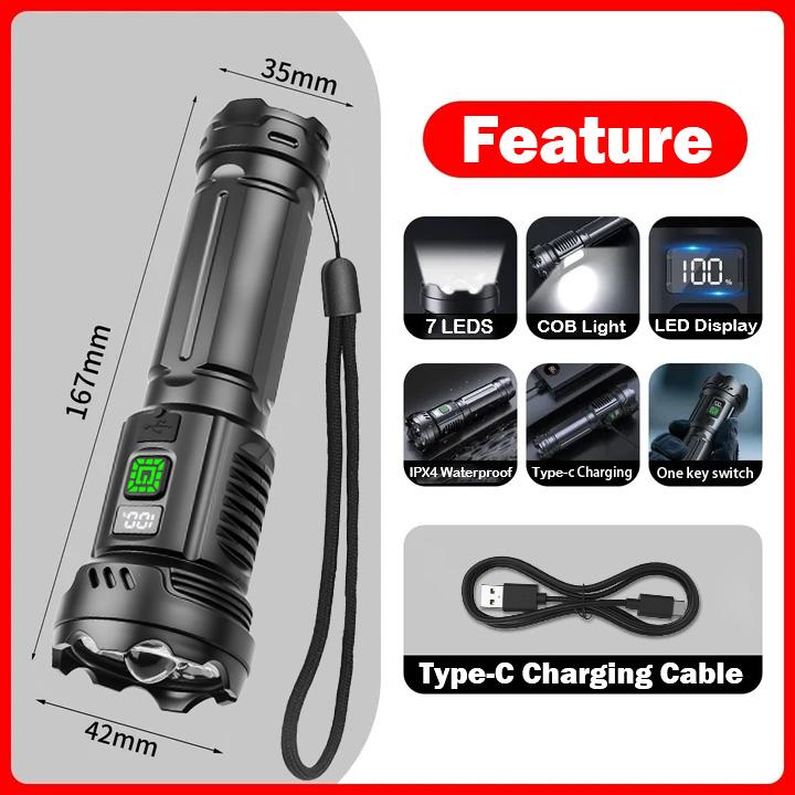 САМЫЕ НОВЫЕ Светодиодные Фонари Высокой Мощности 18650 USB C Перезаряжаемые Тактические Фонари Мощные Фонари Водонепроницаемые Фонари для Походов и Кемпинга