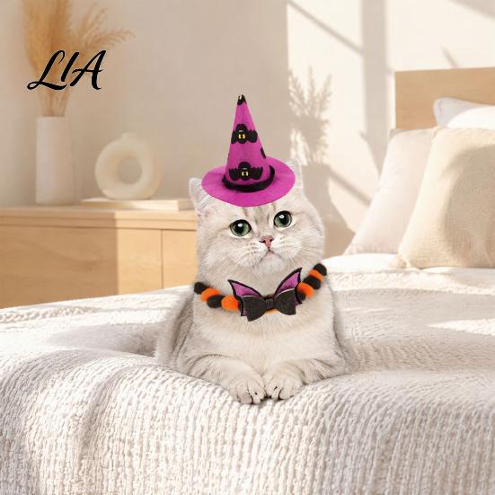Funny Dog And Cat Costumes Halloween Costume, Pet Bat Wings, Witch Hat, Felt Festive Puppy Clothes for Apparel Cats Small Dogs, Holiday Parties,