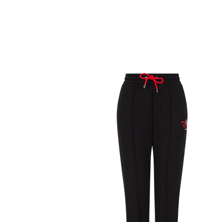 Emporio Armani Спортивные штаны вязаные с манжетами, однотонные, с вышитым логотипом, женские, черные, SS22, 3L2P6E-1JHSZ-0999