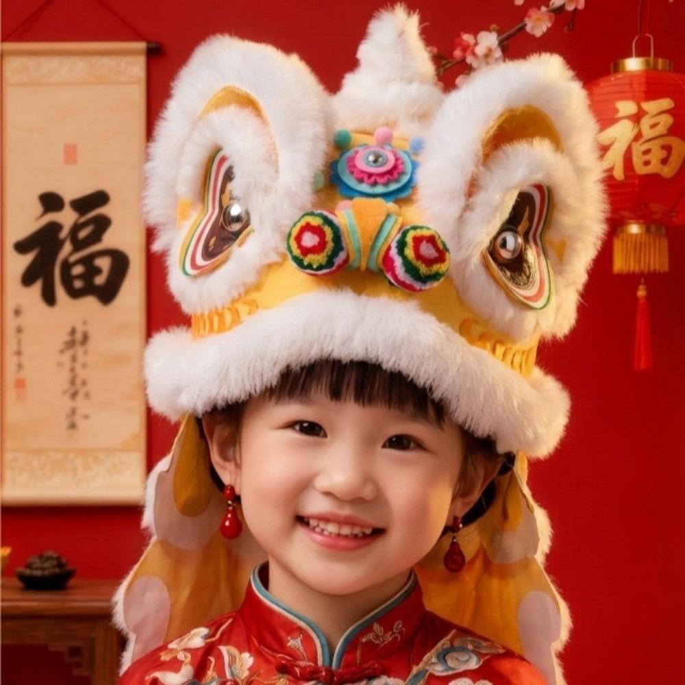 Non Woven Handmade Headwear Plush Headwear Props Gift Lion Dance Hat Children's Crafts