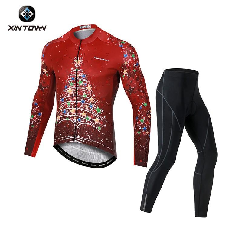 XINTOWN Mens Cycling Jersey Set Long Sleeve Road Bike Clothing