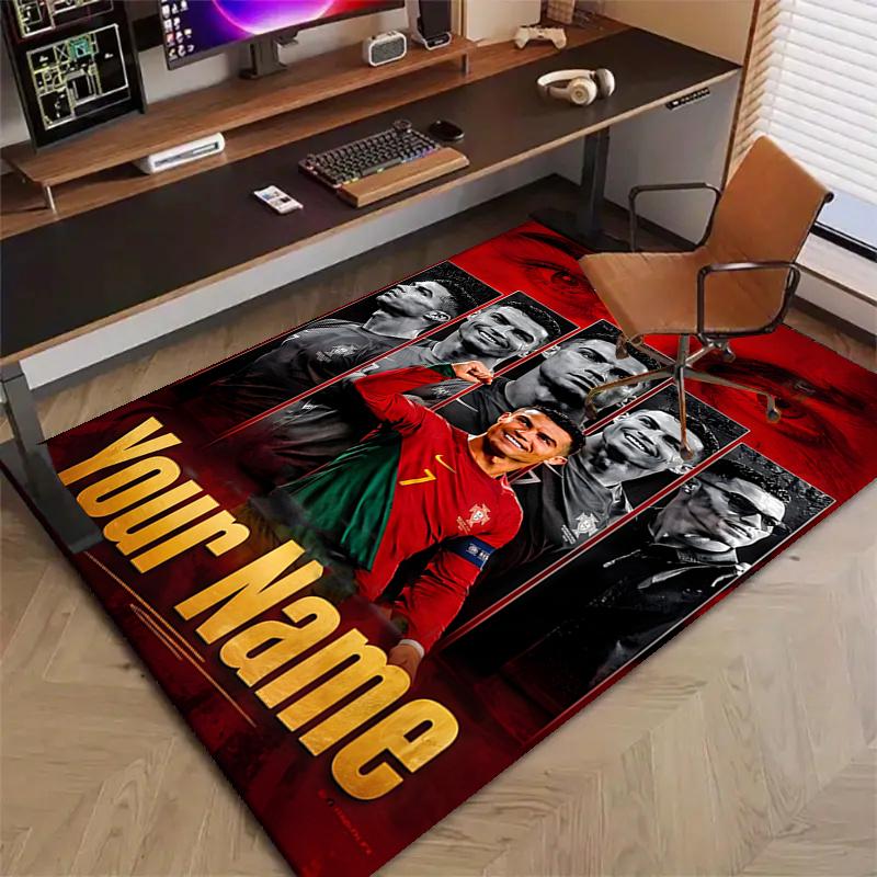 Number 7 Soccer Design Area Rug Personalized Name- Non-Slip, Soft & Cozy Floor Mat for Living Room, Office - Indoor/Outdoor Carpet