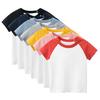 Children's Clothing Summer Children's Short Sleeved T-shirt Solid Color Patchwork Sleeve No Pattern Children's Clothing