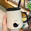 Керамическая кружка с крышкой и ложкой для кофе - Идеально подходит для мужчин, женщин, пар и детей - Милый, креативный дизайн для дома или завтрака.
