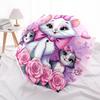 1pc Artemis Cats with Pink Roses Umbrella with Plastic Handle,Suitable for All Seasons Home Travel Outdoor UmbrellaDD047