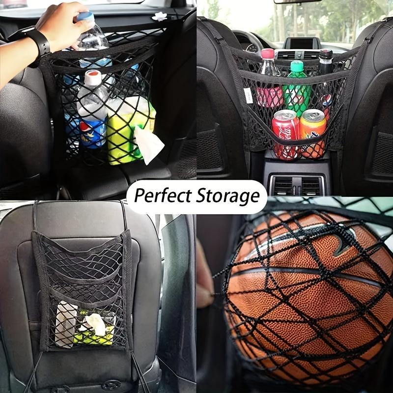 Car Seat Back Organizer with Auto-Retractable Storage Pocket, Pet Barrier, Easy-to-Install Fabric Accessory for Vehicle Interior