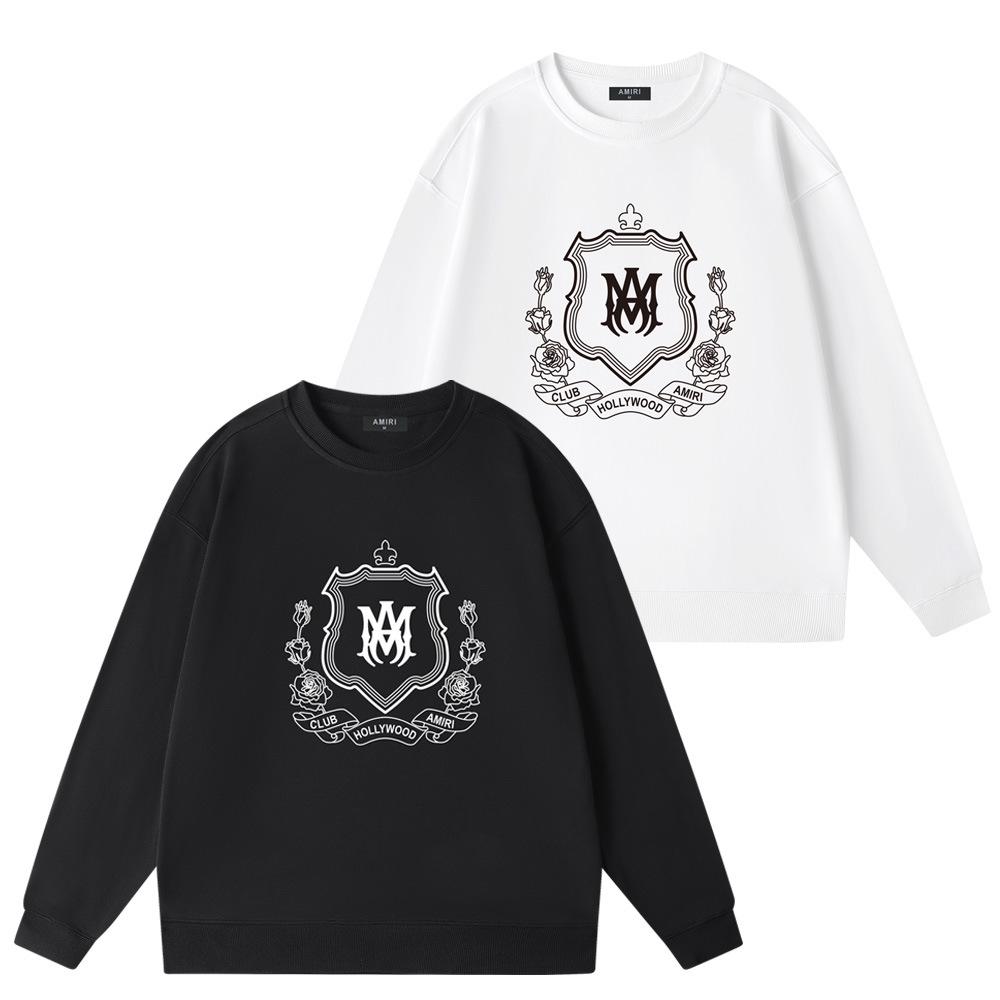 Унисекс толстовка Amiri с круглым вырезом - Модный принт с буквами, Осенне-зимний стиль.