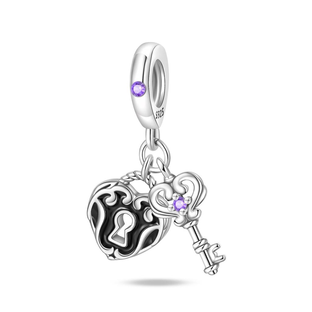 Самодельные ювелирные аксессуары Diy браслет S925 стерлингового серебра сердце замок ключ кулон бусины