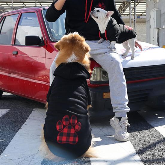 Dog Hoodies Plaid Love Heart Pattern Warm Fashion Pullover Pet Sweatshirt Winter Two-legged Clothes for Small Medium Large Dogs