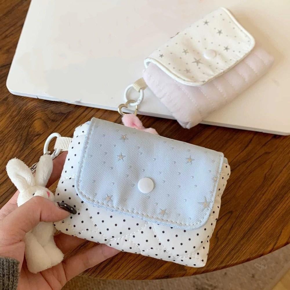 Zipper Closure Cosmetic Pouch Star Pattern Dot Star Storage Bag Stationery Storage