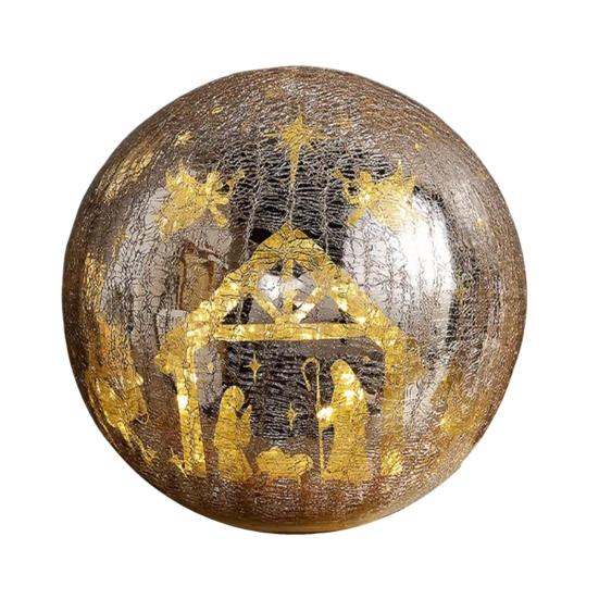 Yousheng Светящийся Треснувший Рождественский Шар Светящаяся Треснувшая Сфера со Сценой Рождества Скрытый Светящийся Рождественский Стеклянный Шар для Дерева Домашнего Украшения для Вечеринки