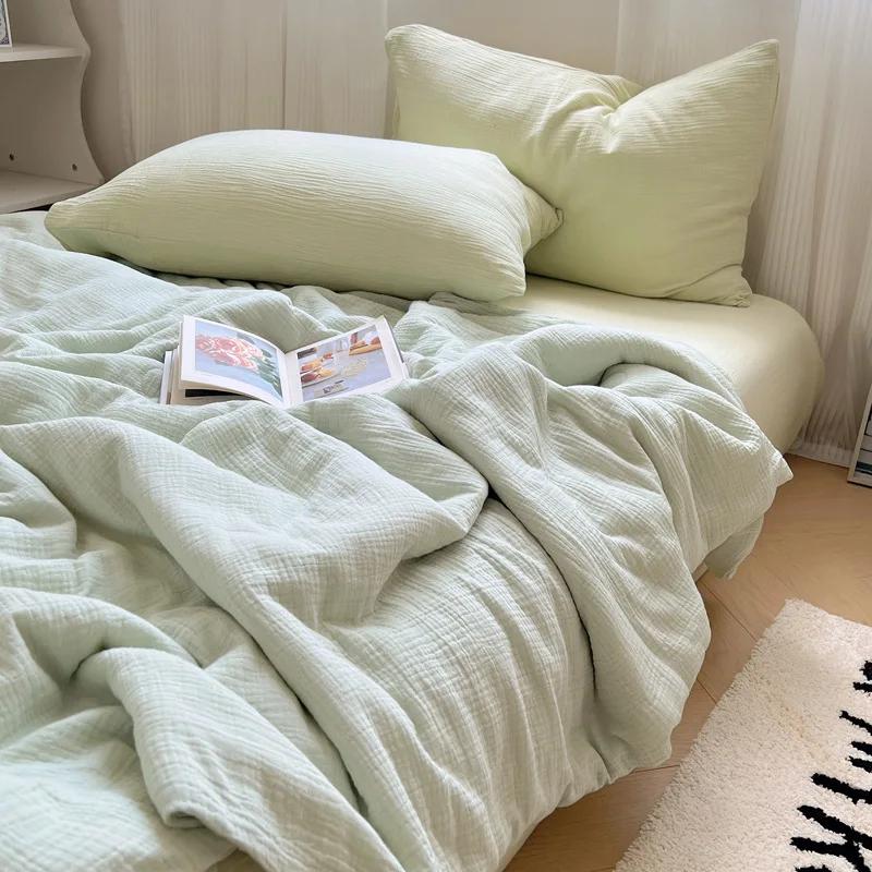 New class A double-layer yarn Xia Liang quilt four-piece summer single dormitory thin quilt summer air conditioner quilt