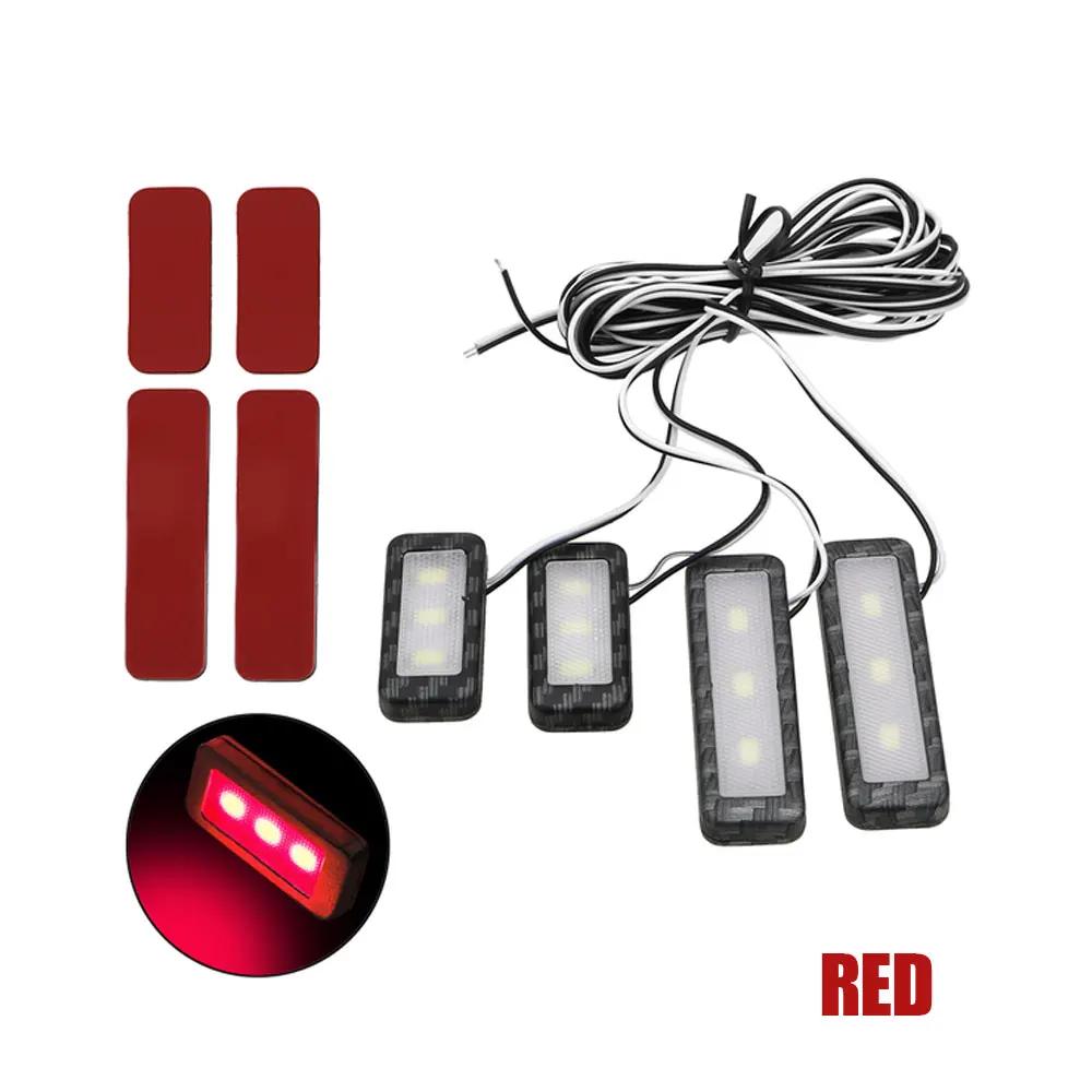 4 шт. Универсальный автомобильный подлокотник, внутренняя дверная ручка, подсветка, светодиодная внутренняя чаша автомобиля, автомобильная атмосферная лампа, декоративные аксессуары