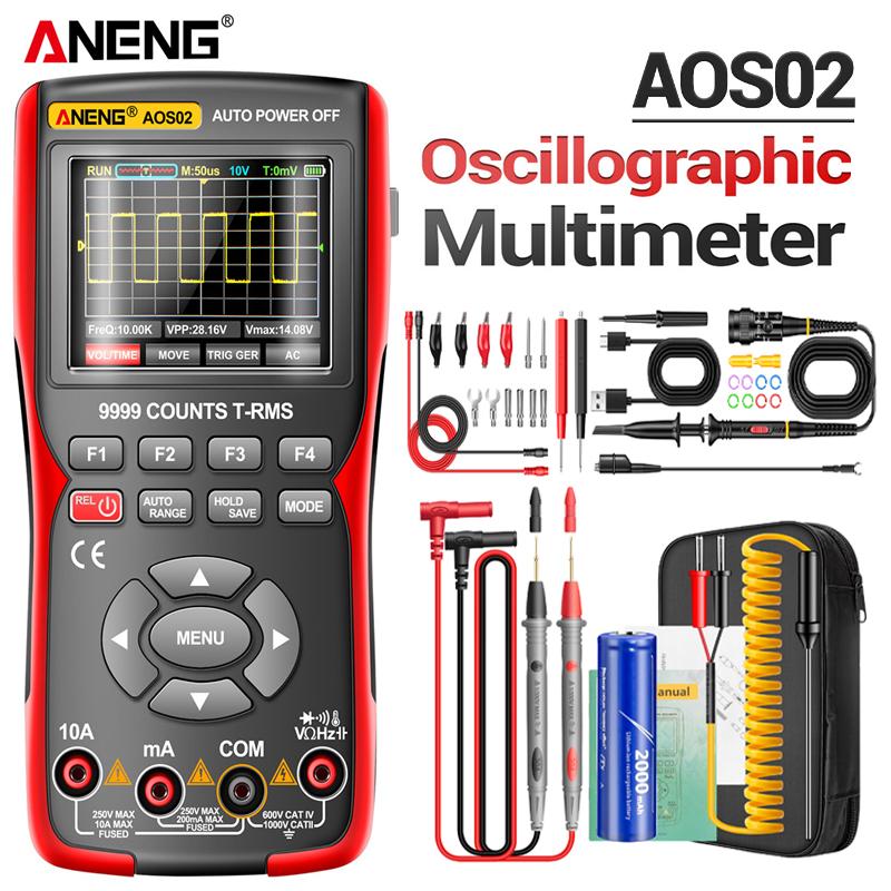 ANENG AOS02 Digital Oscilloscope Transistor Test Multimeter 48MS/s Sampling Rate 10MHZ Analog Bandwidth Support Waveform Storage Portable Tester Tools