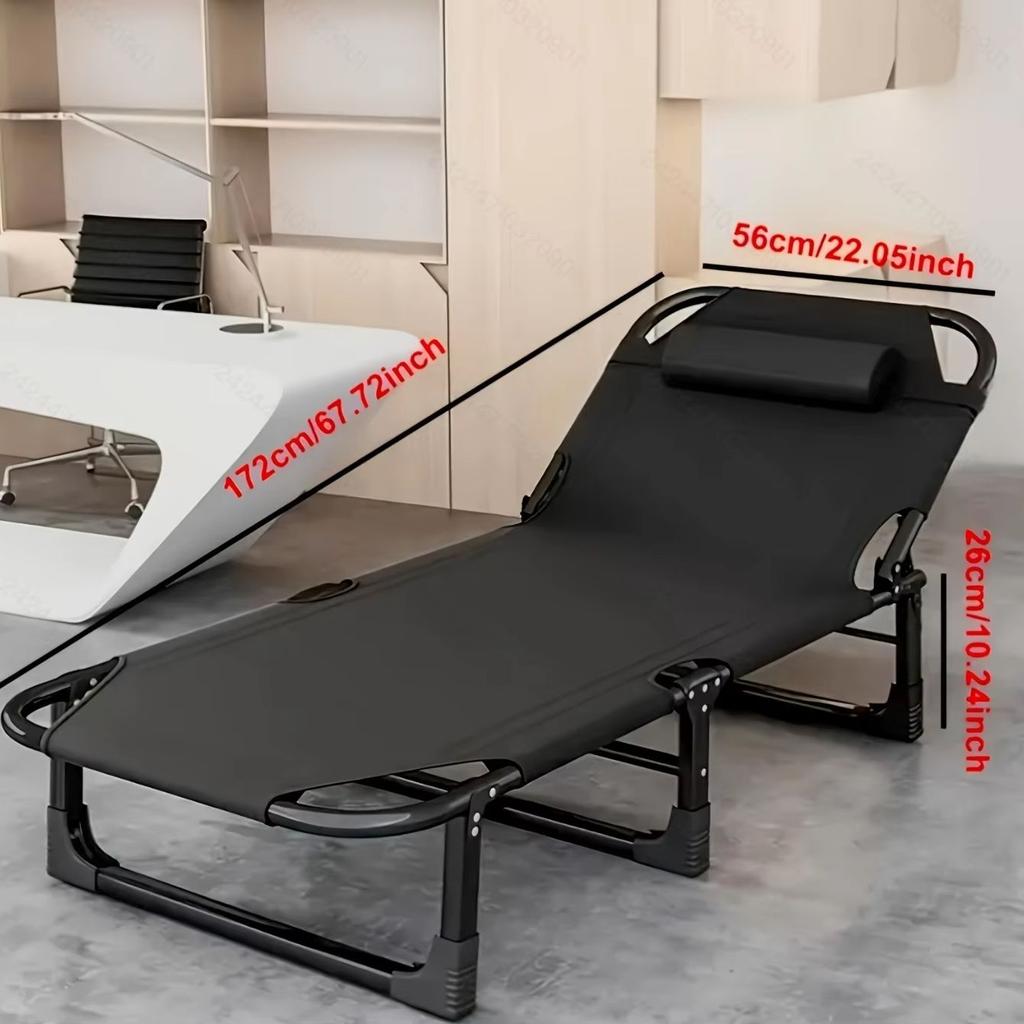 Portable Outdoor Folding Bed & Lounge Chair with Headrest, Camping Furniture, Lightweight Free Installation for Beach Poolside