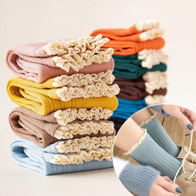 Случайные 5 пар носков карамельного цвета, женские, средней длины, японские, осенне-зимние, средней толщины, корейские, модные, индивидуальные, стиль кавай