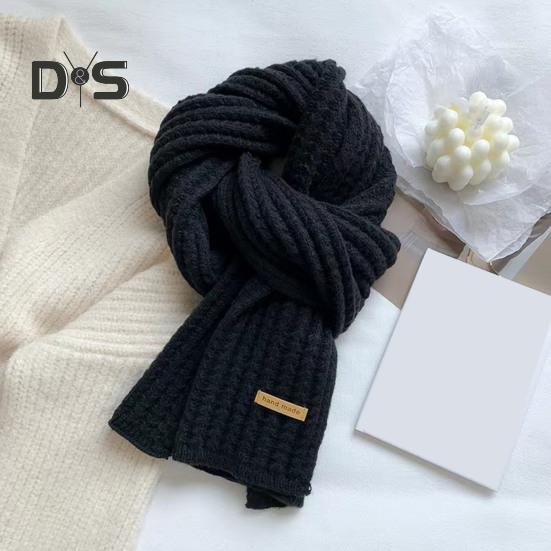 Winter Scarf Solid Color Thickened Warm Knitting Scarf Men Women Long Neck Wrap Garment Clothing Accessories