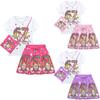Детские Девочки Украсть Мозговую Гниль 67 Принты Наборы Футболка с Короткими Рукавами Юбка Сумка Набор Одежды