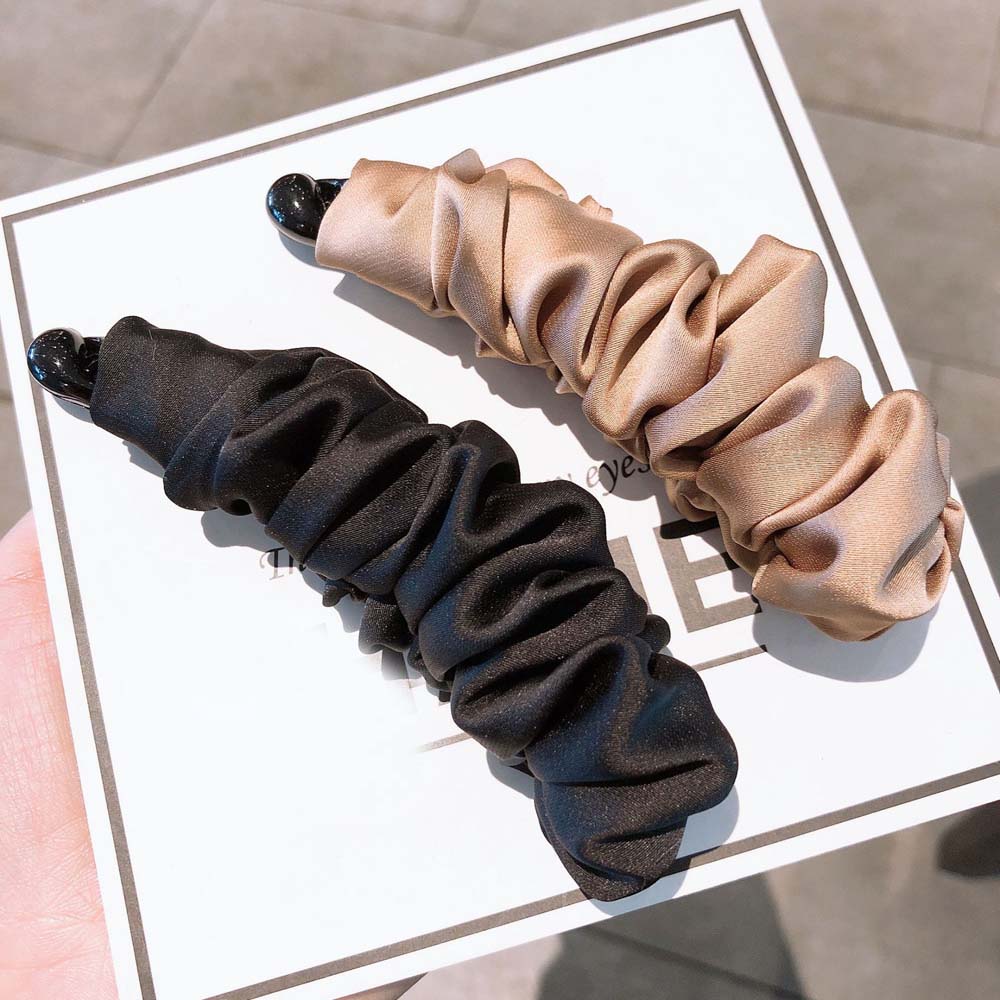 Girls Simple Cloth Folds Large Size Hair Claw Banana Clip Hair Accessories Ponytail Holder
